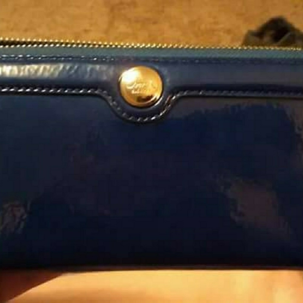 COACH royal blue patent zip around wallet