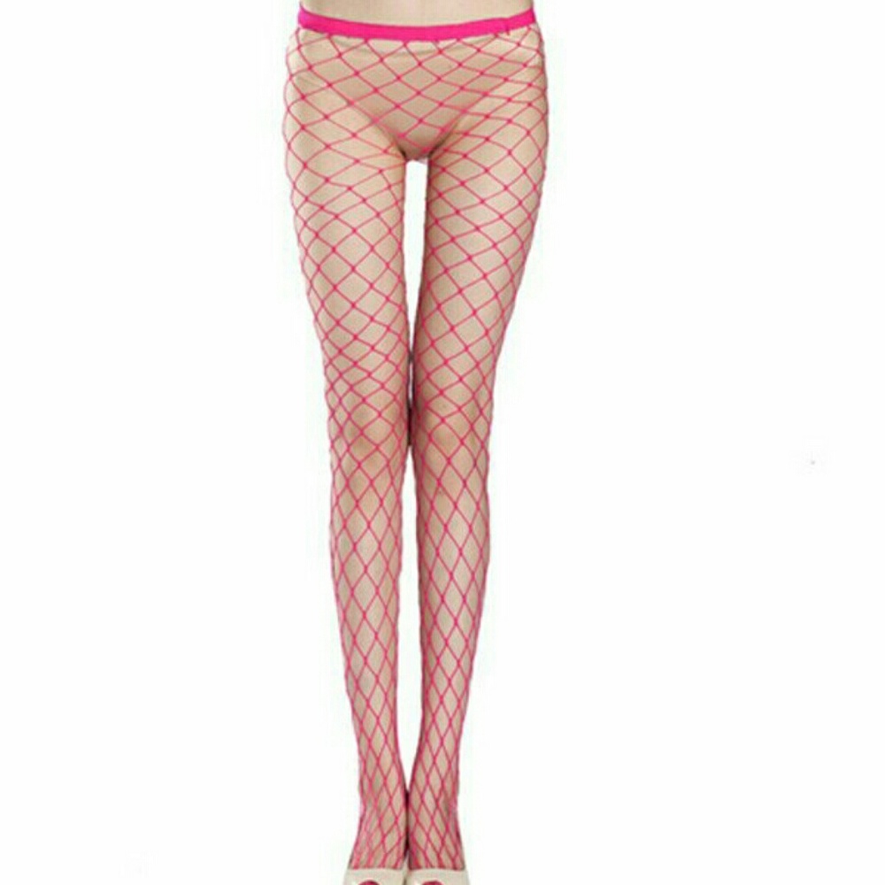 2/$12 HOT PINK Diamond Hole Fishnet Stockings NEW - Picture 1 of 2
