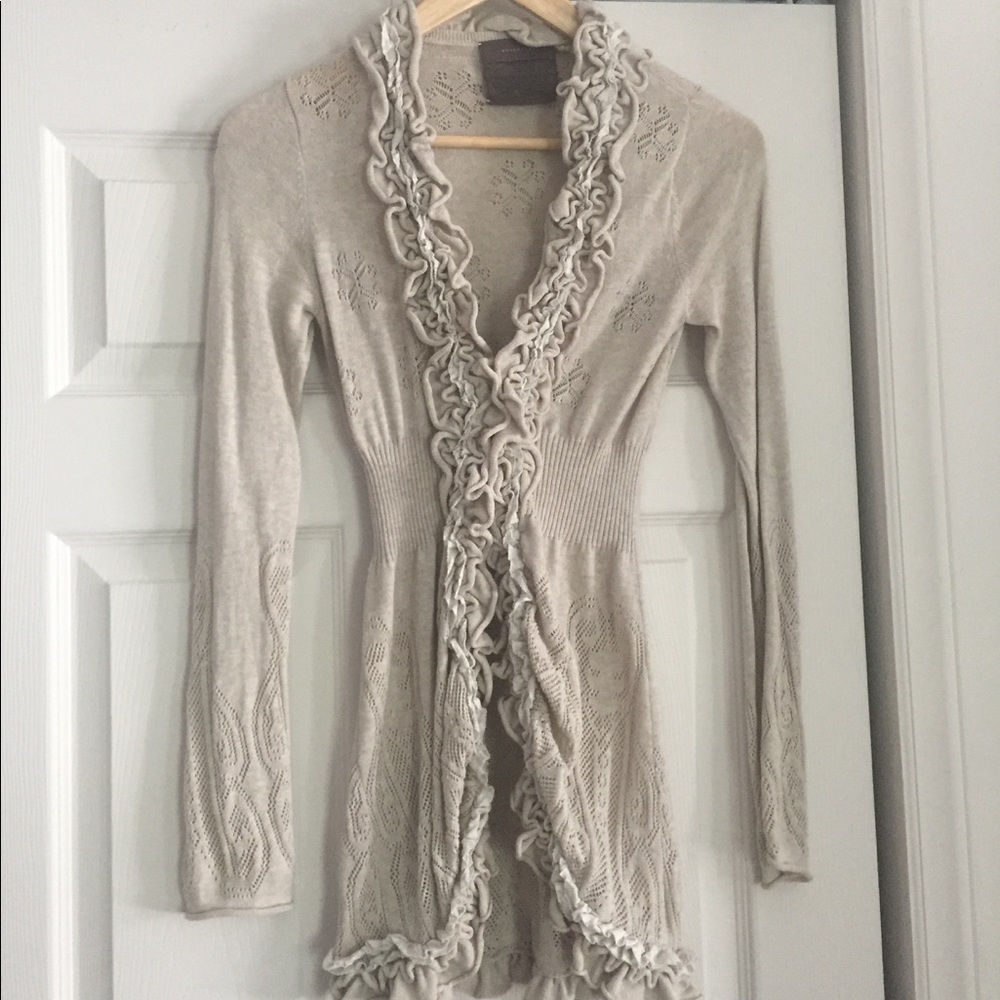 Anthro Gunivere curly top Cardigan xs