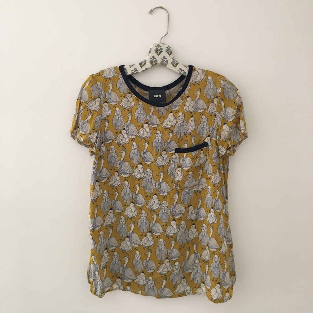 Anthropologie Maeve Birds and Owl conversation top