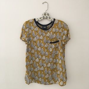 Anthropologie Maeve Birds and Owl conversation top