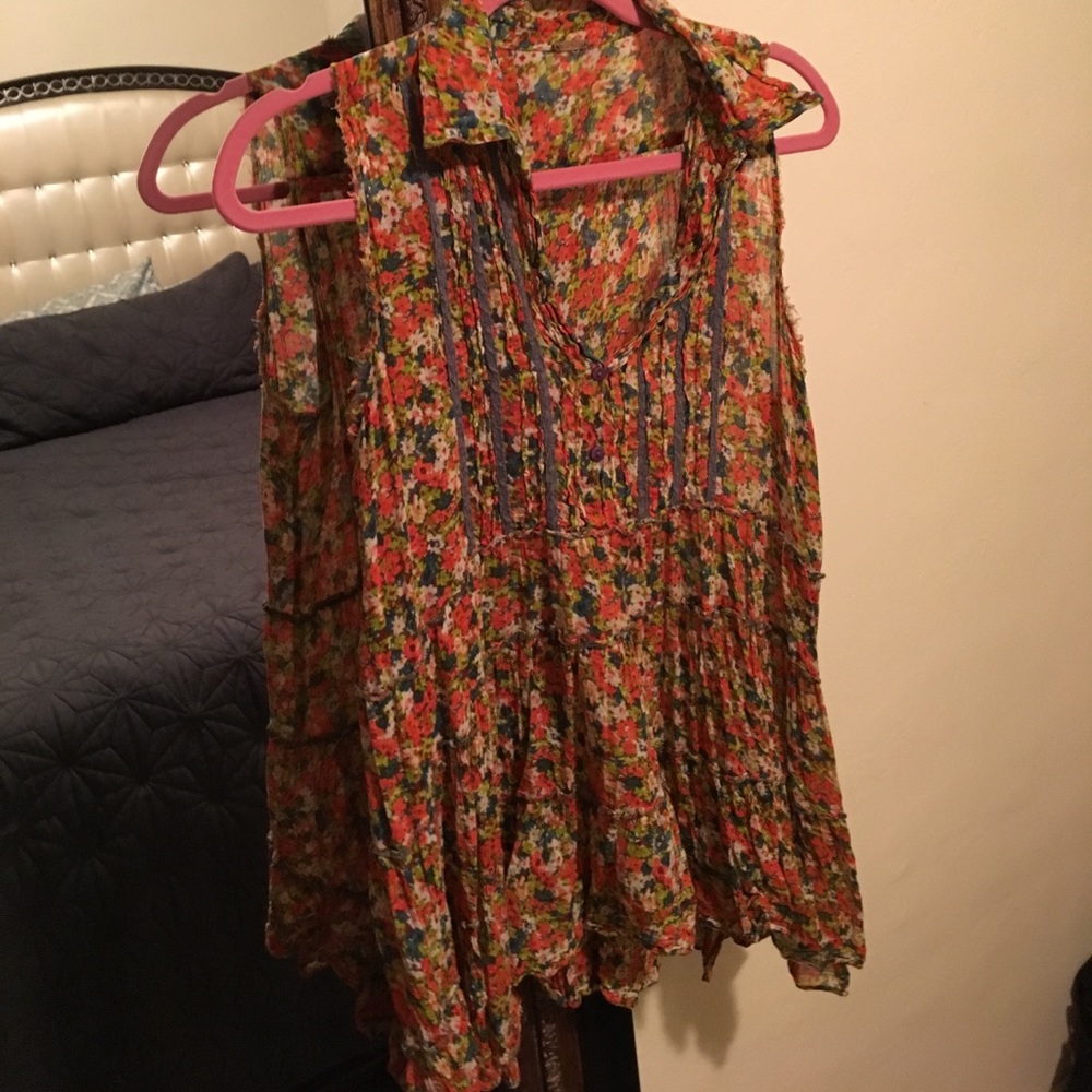 Free people flower print float blouse