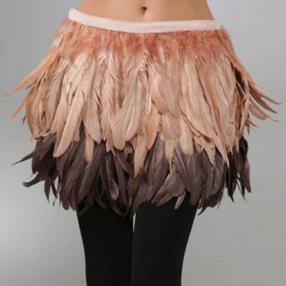 RARE Alice + Olivia Francesca Feather skirt