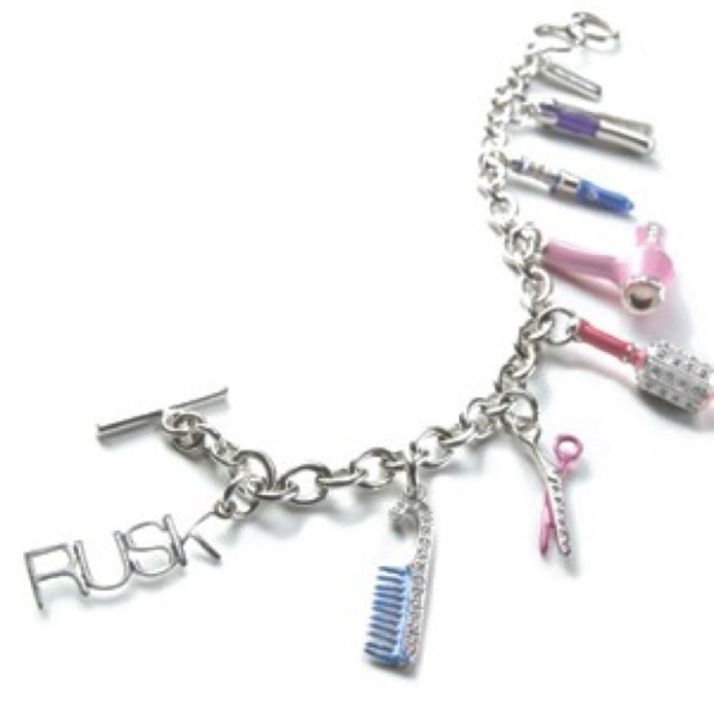 Swarovski crystal rusk hairdresser charm bracelet