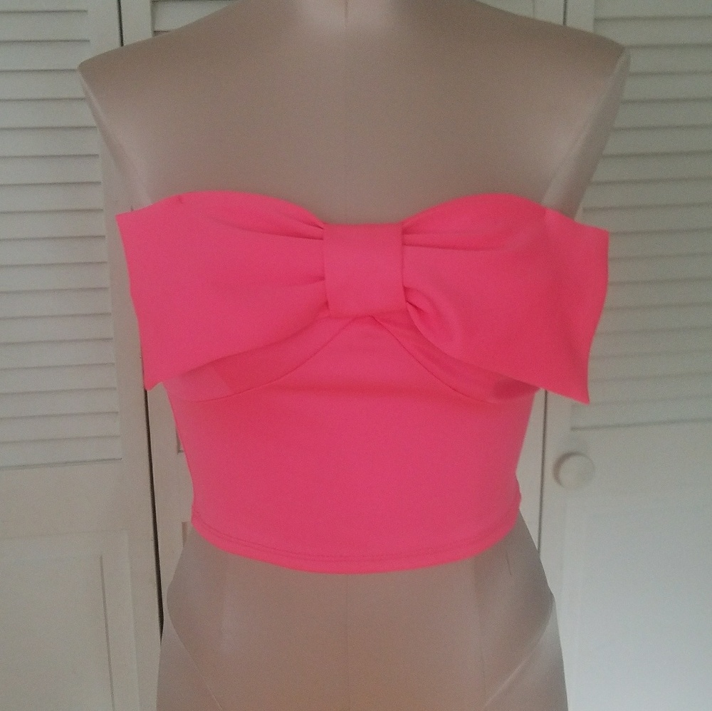 NEW Hot Pink Bow Crop Top