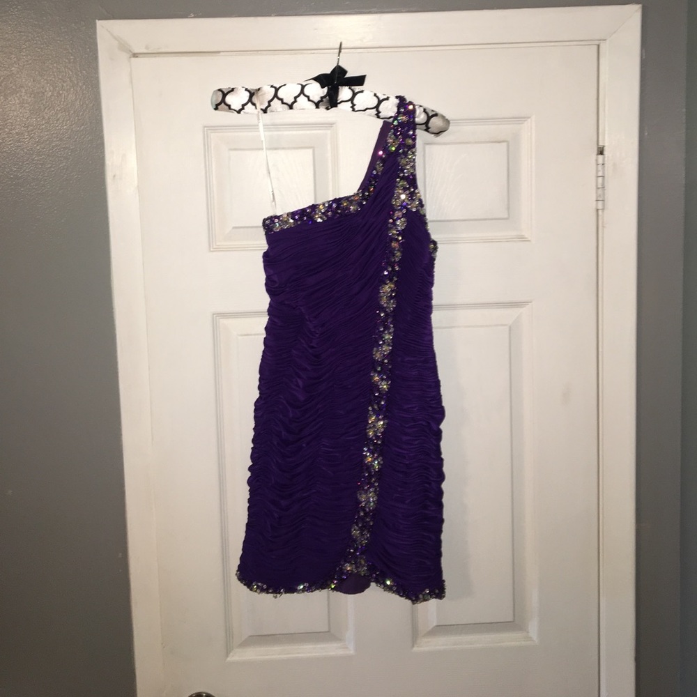 Asymmetric Purple Cocktail Dress