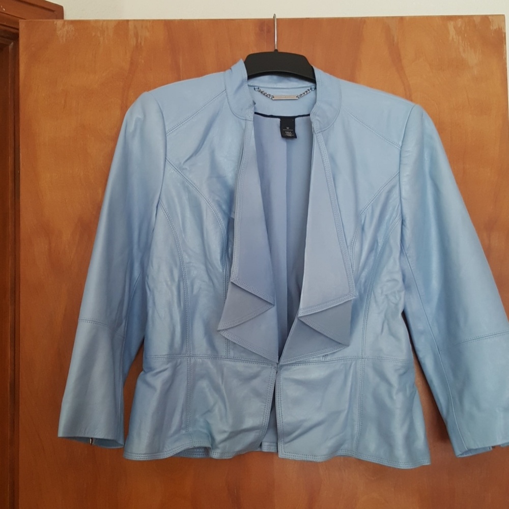 Powder blue leather jacket
