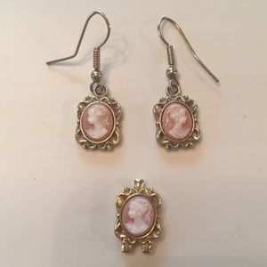 Cameo Earrings & Pendant Set