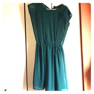 Green polka dot dress