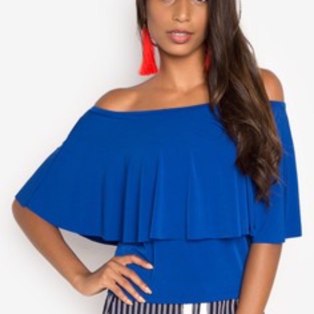 Off shoulder/ royal blue top