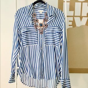 H&M striped button-down blouse, NWT, size 6