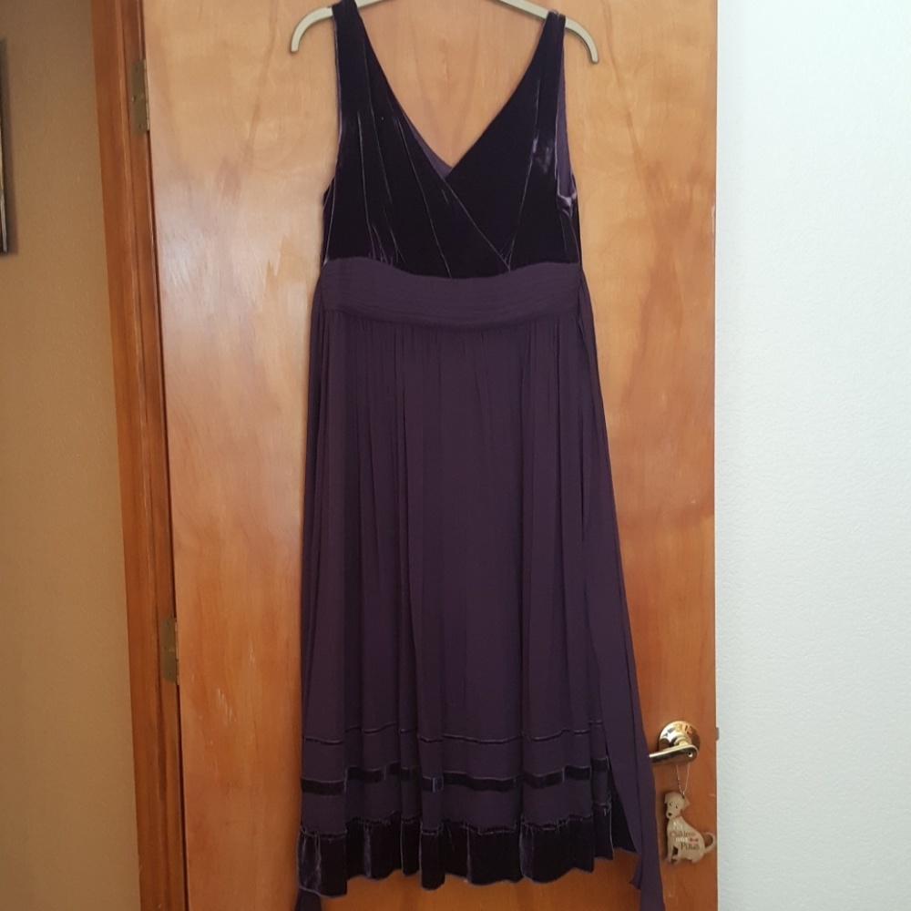 Chiffon and velvet cocktail or bridesmaid dress