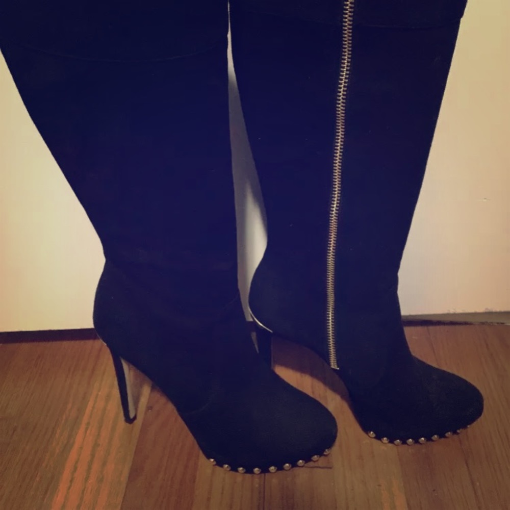 Michael Kors Suede Boots with Gold Embelishments