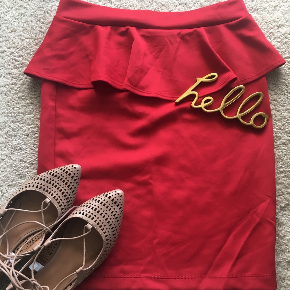 🔥🚒 Red Hot Peplum Skirt 🚒🔥