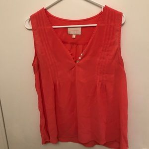 Coral sleeveless blouse