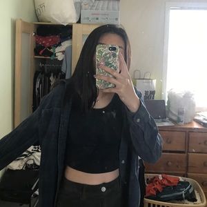 Brandy Melville navy and green comfy long flannel