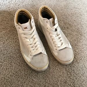 White and gold Michael Kors tennis shoes