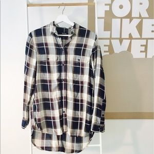 Madewell plaid button-down blouse, xs, super soft!