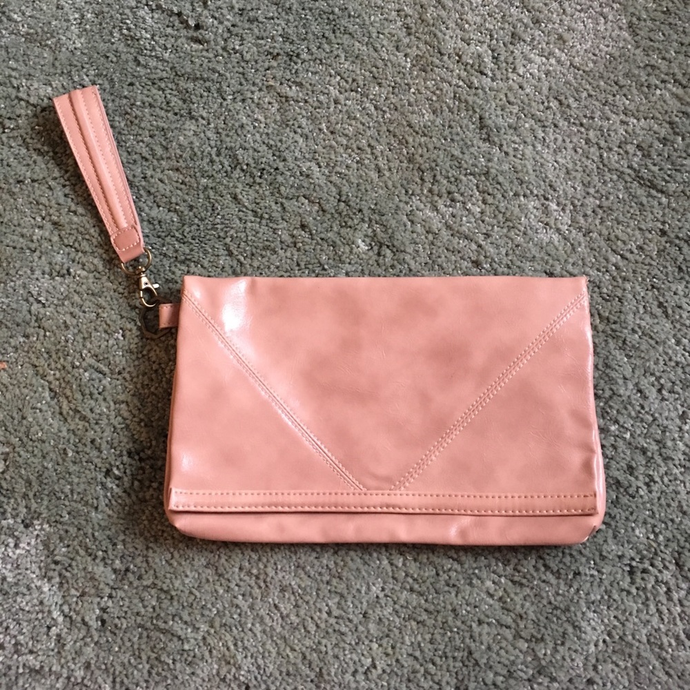 Vegan leather pink oversized clutch