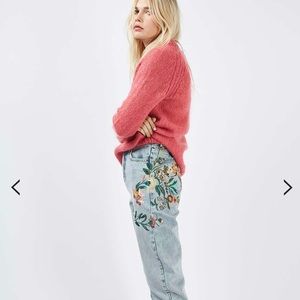 Embroidered topshop mom jeans