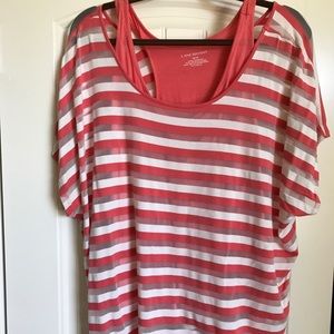 Sheer top with camisole built-in.