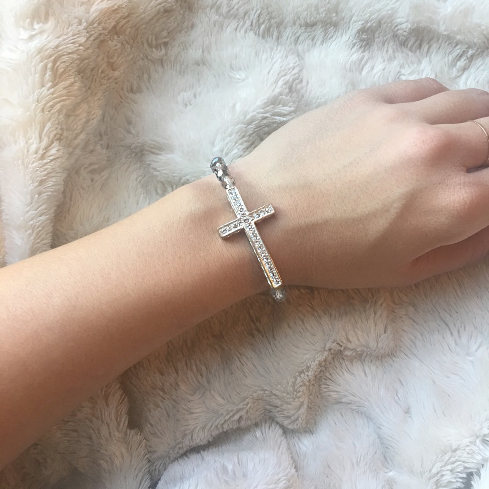 Rhinestone Cross Bracelet