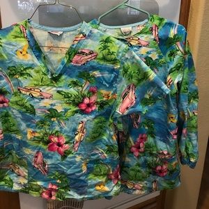 Scrub top and scrub jacket