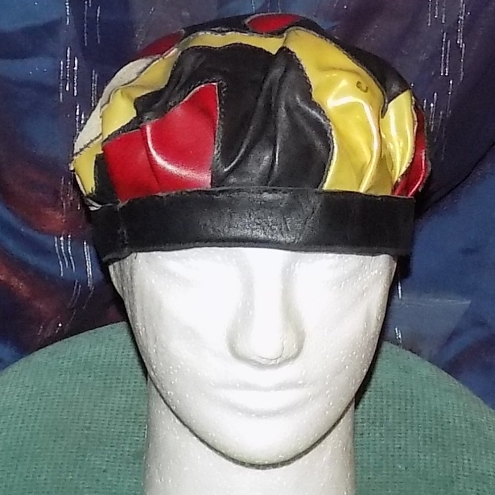 Leather Cap "just pieces" in red,beige,green,black