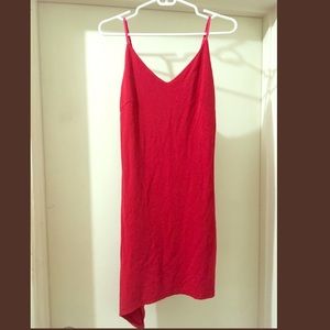 Red mini dress with slant end on right thigh