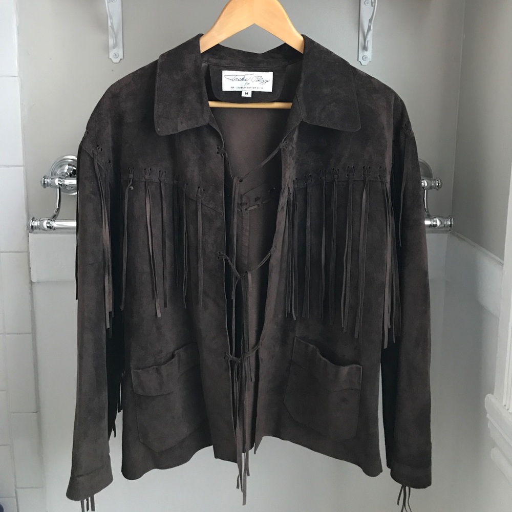 Tasha Polizzi Brown Suede Leather Fringe Jacket