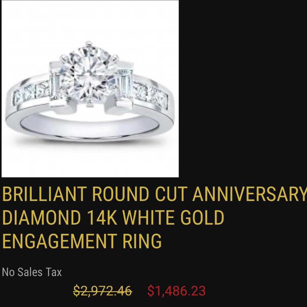 Authentic D-VS diamond engagement ring in 14k.