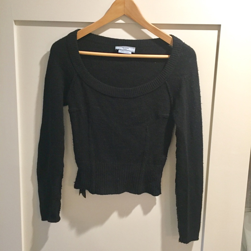 Prada Black Cashmere Fitted Sweater