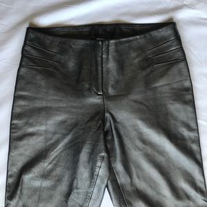 Cache Metallic Leather Flare Pants Size 4