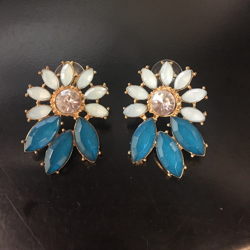 Bold Blue Turquoise Statement Earrings
