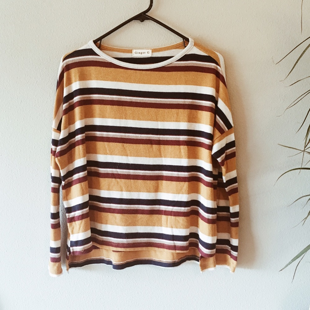 Striped rugby long sleeve tee