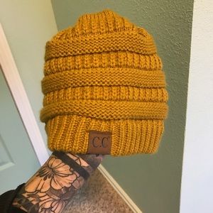 Yellow knit beanie
