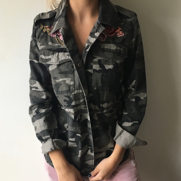Atmosphere Jackets & Blazers - Camo Jacket with Embroidery, Military Style