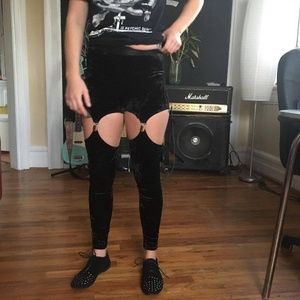 lip service widow velvet garter leggings