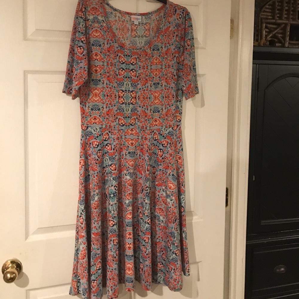 LuLaRoe...cute Nicole blue floral dress.  XL...