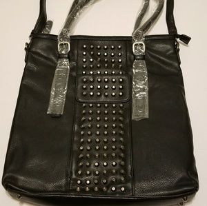 Melie Bianco- Alexandra Large Black Studded Tote