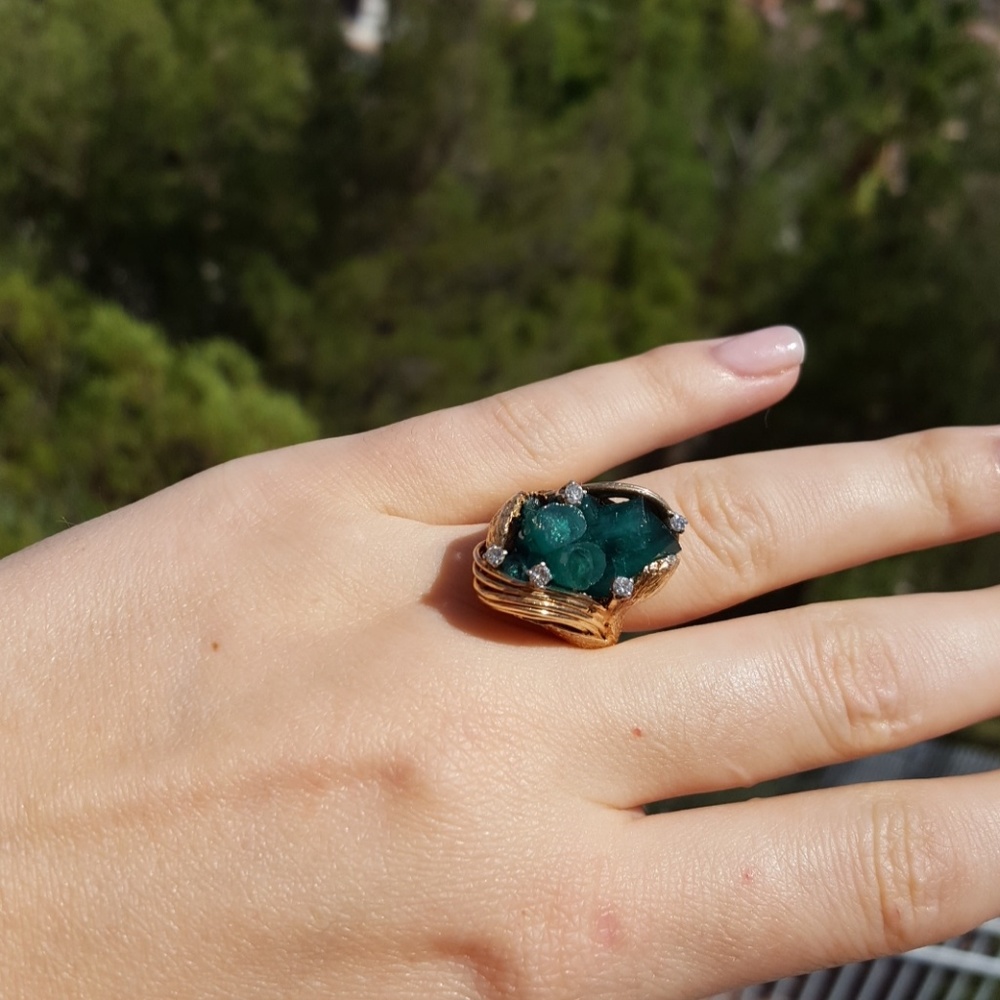 Coming soon gold ring raw crystal and dimonds