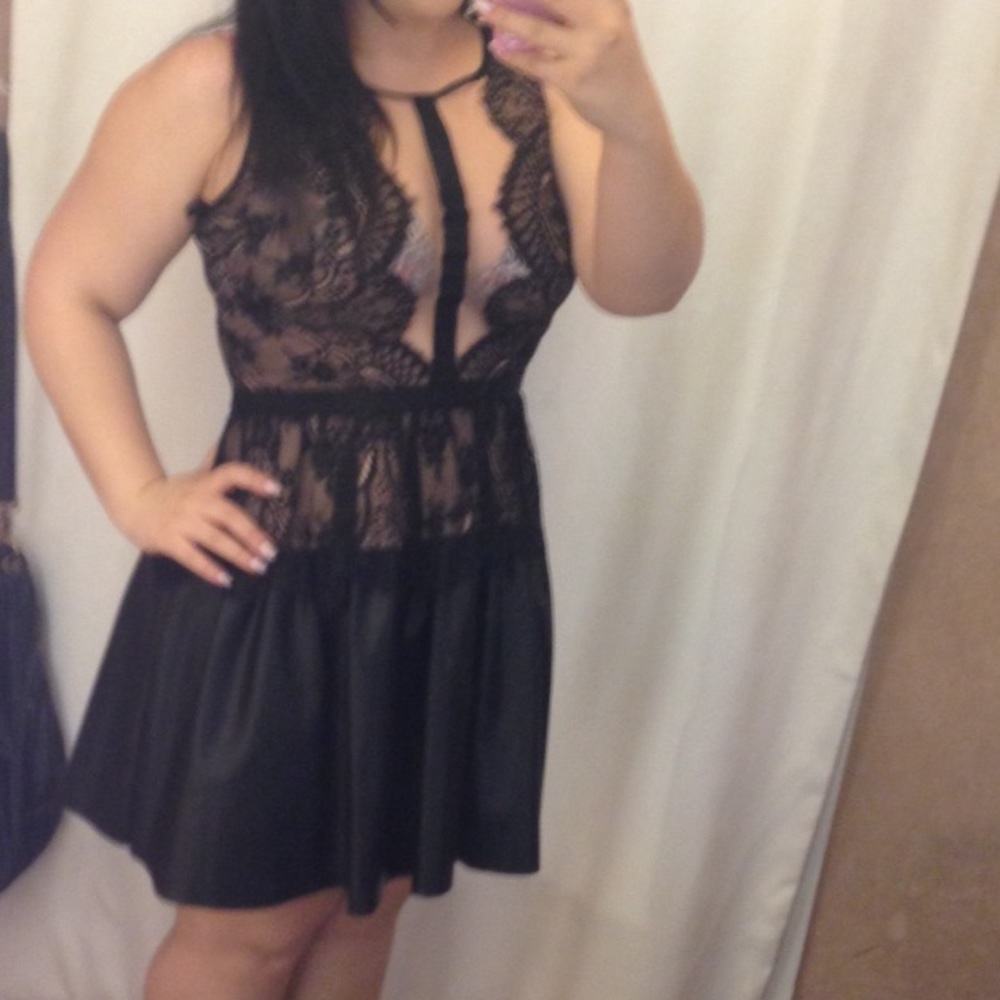 Bcbg leather/lace dress