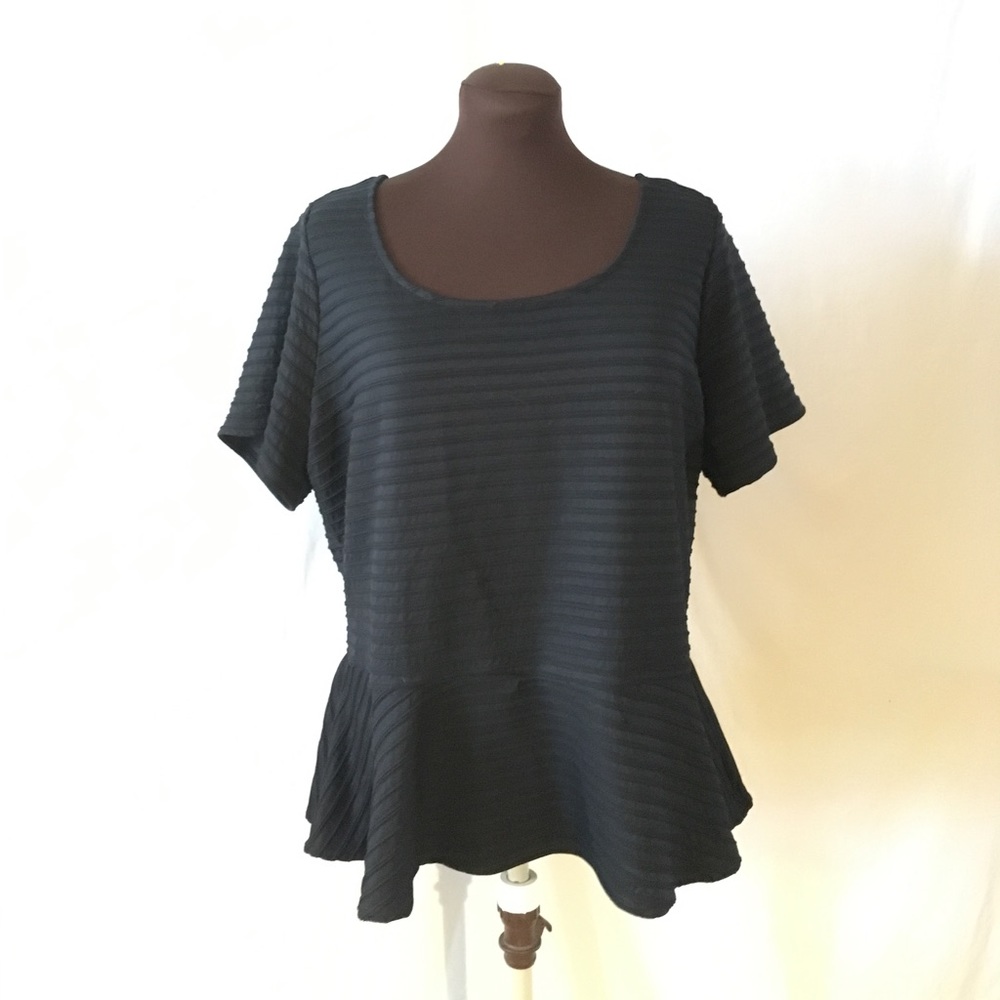 Lane Bryant Black ribbed peplum top