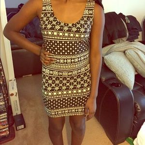 Tribal print body con mini dress