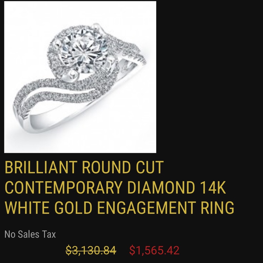 Authentic D-VS Diamond Engagement Ring 14k Gold.