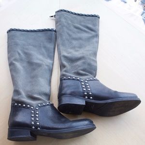 Matisse High Moto Studded Boot-Gray & Black-5.5