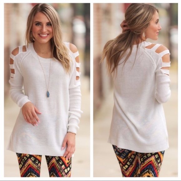 Ivory Ladder Sleeve Sweater - Picture 2 of 2