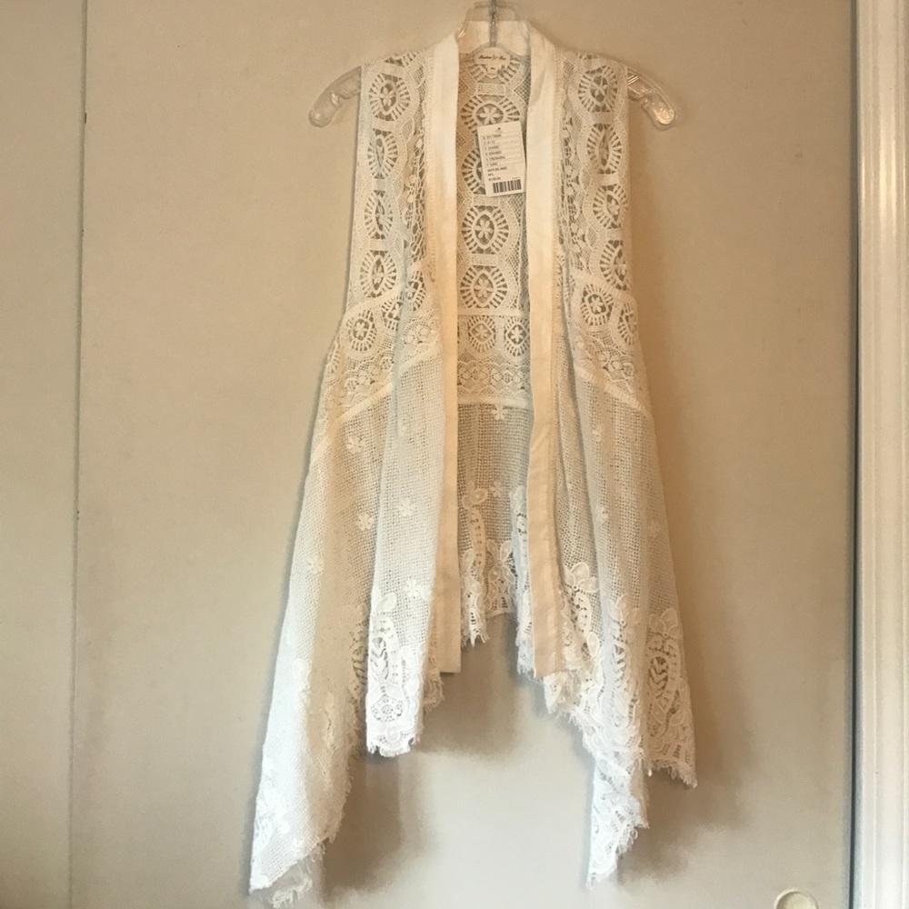 NWT Cream lace Anthropologie vest