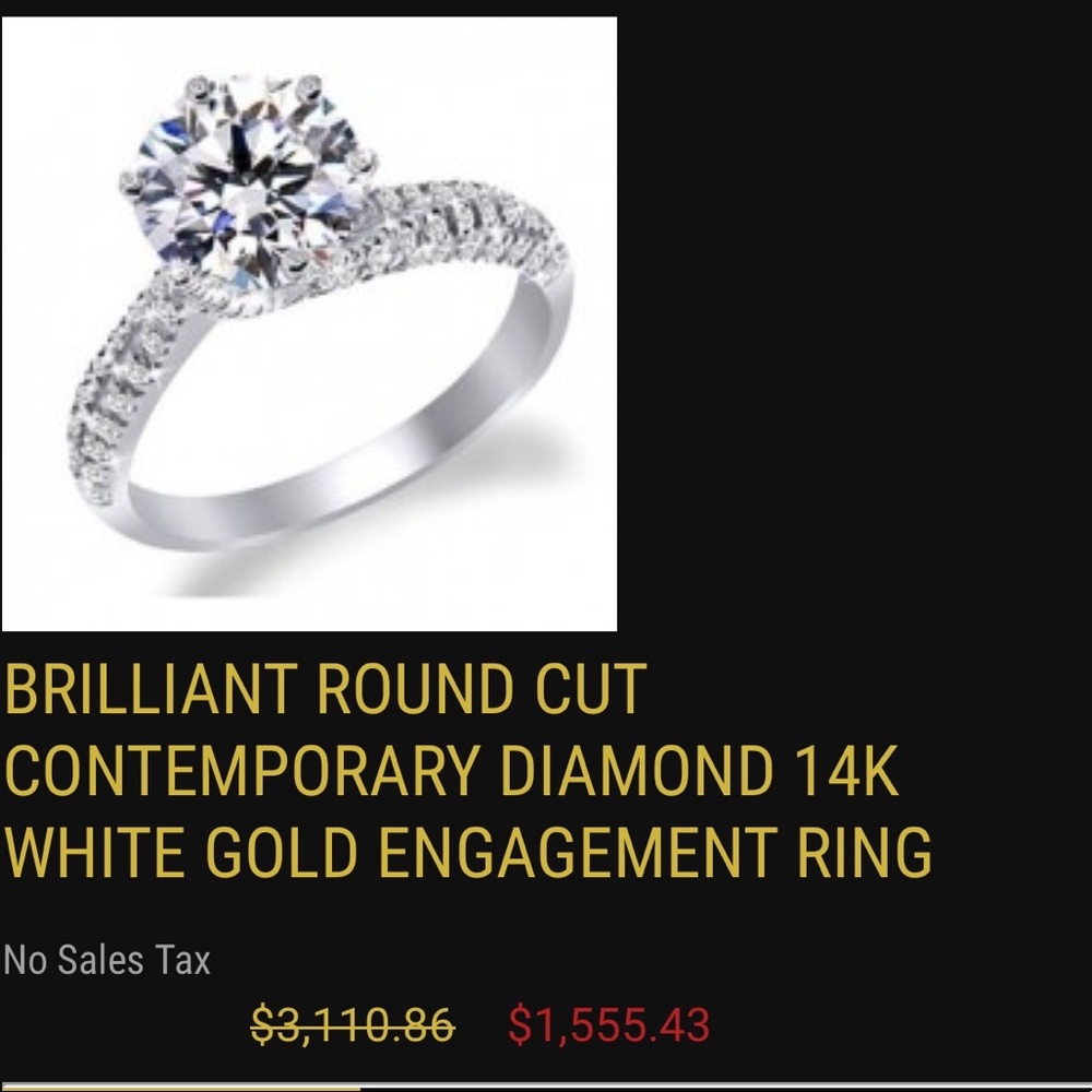 Authentic D-VS Diamond Engagement 14k Gold Ring.