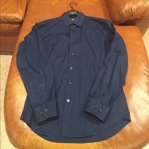 Express 1MX Blue Slim Fit Dress Shirt